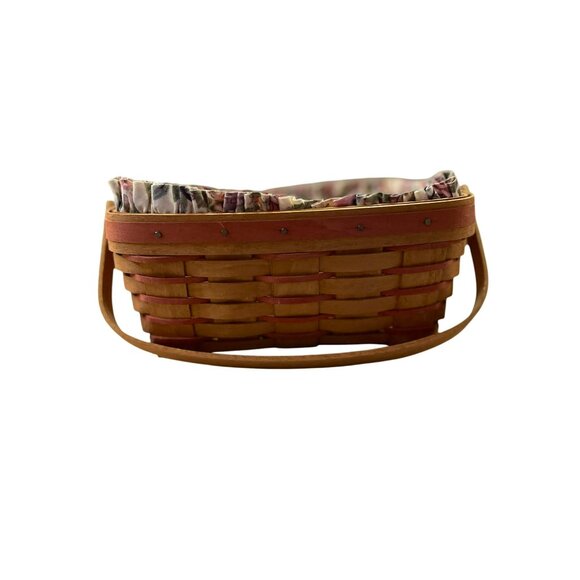 Vintage 1992 Longaberger Basket Used Floral Fabric and Plastic Liner - Picture 10 of 16